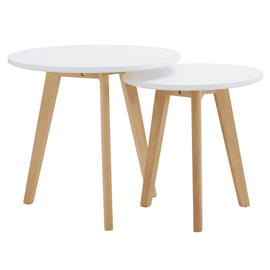 Set 2 măsuţe pt. cafea, alb/fag, MALTO 2 NEW - - Roveli