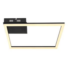Plafoniera, circuit LED integrat, design geometric simplu, 18 W, 1470 lm, lumina calda 3000 K, negru mat si opal - - Roveli