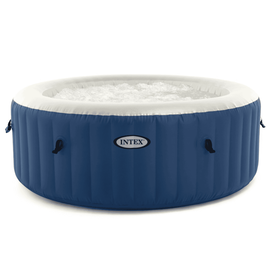 Piscina gonflabila cu hidromasaj Intex, 4 persoane, capac termoizolant pentru mentinerea temperaturii apei, dozator chimic plutitor, cartus filtrare, sistem de umflare automat, 180 x 66 cm, albastru - - Roveli