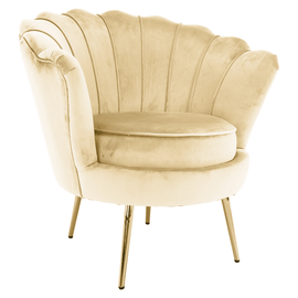 Fotoliu în stilul Art-deco, bej ţesătură Velvet/gold crom auriu, NOBLEO - - Roveli