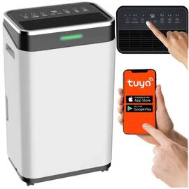 Dezumidificator de aer cu compresor, aplicatiei Tuya/Smart Life, WiFi, blocare copii, indicator LED, capacitate de dezumidificare de pana la 25 litri/zi, rezervor de 6,5 l, 180 m³/h - - Roveli