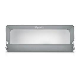 Bariera de protectie pat copii, cadru durabil din otel, plasa durabila si respirabila, 100% poliester, sistem de blocare, husa lavabila, 200 x 70-83 cm, gri - - Roveli