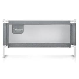 Bariera de protectie pat copii, cadru durabil din metal, plasa durabila si respirabila, 100% poliester, husa lavabila, design modular, cu buzunar functional, 180 x 70-100 cm, gri - - Roveli
