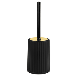 Perie WC, polipropilena si ABS, montaj stativ, design modern, 11.9 x 11.9 x 34 cm, negru si auriu - - Roveli