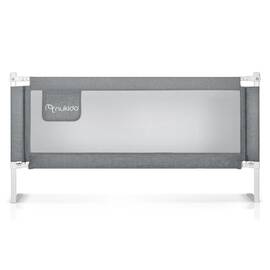 Bariera de protectie pat copii, cadru durabil din metal, plasa durabila si respirabila, 100% poliester, husa lavabila, design modular, cu buzunar functional, 160 x 70-100 cm, gri - - Roveli