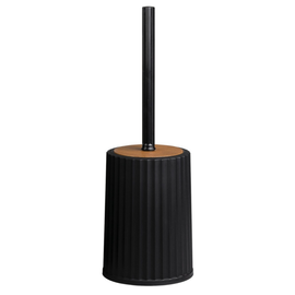Perie WC, polipropilena si ABS, montaj stativ, design modern, 11.9 x 11.9 x 34 cm, negru si lemn - - Roveli