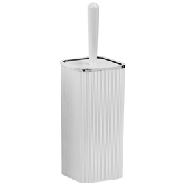 Perie WC, polistiren si ABS, montaj stativ, design modern, 10.2 x 10.2 x 34.2 cm, alb si argintiu - - Roveli
