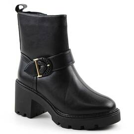 Ghete imblanite de dama , cu catarama​ aurie BH206-1-BLACK, Culoare (12): Negru, Marime (12): 37** - - Roveli