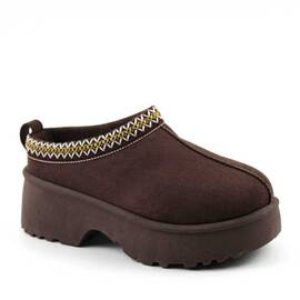 ​Papuci imblaniti de dama , tip UG , cu platforma BK-301-BROWN, Culoare (12): Maro, Marime (12): 39 - - Roveli
