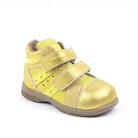 Ghete sport pentru copii , din piele naturala 3237-MUSTAR/AURIU/A, Culoare (12): Auriu, Marime (12): 21 - - Roveli