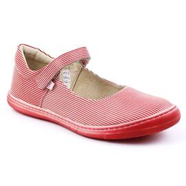 Balerini usori , pentru copii , din piele naturala , cu dungi orizontale 1796-ROSU/ALB, Culoare (12): Rosu, Marime (12): 30 - - Roveli