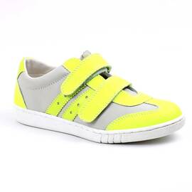 Pantofi casual ,unisex , pentru copii , din piele naturala 3229-GRI/VERDE1, Culoare (12): GRI+VERDE/FOSFORESCENT, Marime (12): 32 - - Roveli