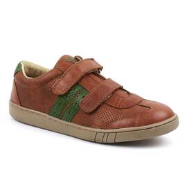 Pantofi casual ,unisex , pentru copii , din piele naturala 3229-MARO/MARO1, Culoare (12): MARO/VERDE, Marime (12): 34 - - Roveli