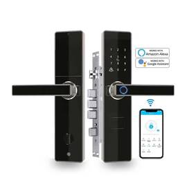 Incuietoare inteligenta DacEnergy©, pentru Acasa / Apartament / Vila, material otel inoxidabil, deblocare Amprenta digitala / aplicatie / cod / card RFID / cheie, pentru usa din lemn / metal, culoare negru - - Roveli