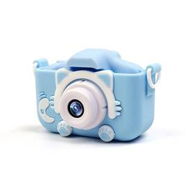 Camera foto/video pentru copii DacEnergy©, model pisicuta, ecran LCD de 2.0 inch, camera duala, jocuri, rezolutie foto 20MP, video 1080P Full HD, culoare albastru - - Roveli