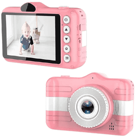 Camera foto/video pentru copii DacEnergy©, camera duala, ecran color de 3,5 inch, rezolutie foto 13 MP, jocuri, recunoastere faciala, culoare roz - - Roveli