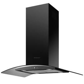 Hota insula, din otel inoxidabil si sticla, 4Led-uri, 500 mc/h, 120 W, 90 cm, 3trepte de viteza, neagra - - Roveli