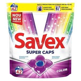 Detergent de rufe capsule Savex Super Caps, curatare puternica, Color, 42 capsule - - Roveli