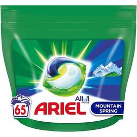 ​Detergent de rufe capsule, Ariel All in One PODS Mountain Spring, curata impecabil, improspateaza, 65 buc - - Roveli