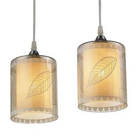 Suspensie Klausen, structura din metal, doua dispersoare din sticla fumurie, dulie E27, 40W, inaltime ajustabila, gri - - Roveli