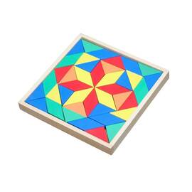 Set mozaic geometric DacEnergy©, din lemn, 40 de placi de mozaic in patru culori stralucitoare, 22.5 x 22.5 x 1.3 cm, multicolor - - Roveli