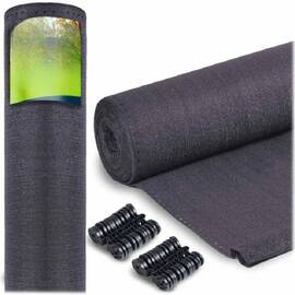 ​Plasa umbrire , material HDPE rezistent, 90% umbrire, gramaj 140 g/m², protectie UV, 50 de cleme de montare, 50 x 1.5 m, gri - - Roveli