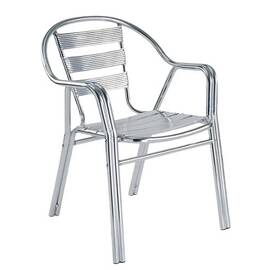 Scaun DacEnergy©, din teava de aluminiu, stivuibil, rezistent la apa, intretinere usoara, cu picioare tubulare duble, interior / exterior, 56 x 60 x 79 cm, gri - - Roveli