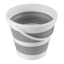 ​Galeata pliabila DacEnergy©, realizata din plastic si silicon gros, cu maner, capac cu sita, capacitate maxima de 10 litri, 32.5 x 20.5 cm, alb si gri - - Roveli