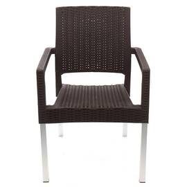 ​Scaun gradina DacEnergy©, material metal si polietilena, design modern, imita impletitura din rattan, 57 x 57 x 87 cm, maro - - Roveli