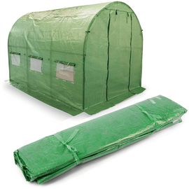Folie protectie solar de gradina DacEnergy©, folie PE 140g/m2, 6 ferestre cu plase de tantari, rezistenta UV4, 350 x 200 x 200 cm, 7 m2, verde - - Roveli