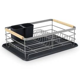 Uscator de vase DacEnergy©, un nivel, cu tava de uscare, solid si elegant, scurgere de tacamuri, 43 x 32 x 14 cm, gri - - Roveli