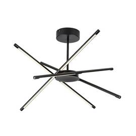 ​Lustra LED, structura din metal, abajurul din plastic, design inedit, 40 W, 2800 lm, lumina calda, 660 x 660 x 280 mm, combinatia eleganta de negru si alb - - Roveli