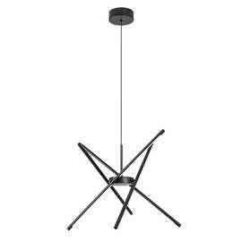 ​Lustra LED, structura din metal, abajurul din plastic, design inedit, 40 W, 2800 lm, lumina calda, inaltimea ajustabila intre 400-1500 mm, negru si alb - - Roveli