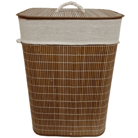 Cos de rufe, bambus si captuseala din bumbac, poliester, partea de jos din MDF, 66 L, 40 x 30 x 57 cm, natur - - Roveli