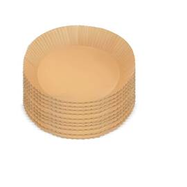 Set hartie de copt pentru friteuza, sigure si practice, unica folosinta, diametru inferior 23 cm, inaltime 4,5 cm, 80 buc, maro - - Roveli