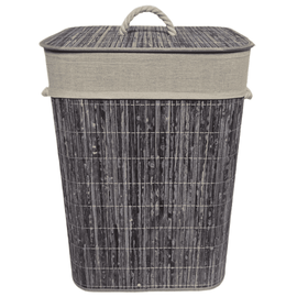 Cos de rufe, bambus si captuseala din bumbac, poliester, partea de jos din MDF, 66 L, 40 x 30 x 57 cm, gri - - Roveli