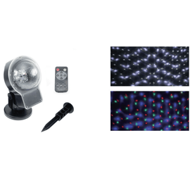 Proiector LED Craciun DacEnergy©, efect de ninsoare si lumini RGB, 5W, cu telecomanda, 130 x 430 mm - - Roveli