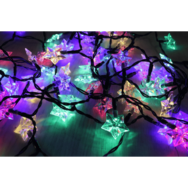 Instalatie Craciun DacEnergy©, 80 LED-uri multicolore, 5 m, forma de stelute, 2.8W, controler cu 8 functii - - Roveli