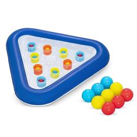 ​Joc de biliard pentru piscina Bestway, material PVC, triunghi gonflabil, 9 bile colorate, 105 x 97 cm - - Roveli