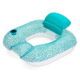 ​Colac de inot Bestway, material PVC, suport pentru bauturi, spatar confortabil, 102 x 94 cm, albastru - - Roveli