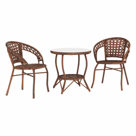 Set de grădină din rattan 1 + 2, maro, JARUB - - Roveli