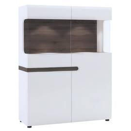 Vitrină, albă extra luciu ridicat HG/stejar sonoma închis, LYNATET TYP 33 - - Roveli