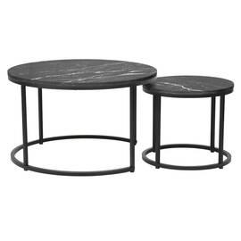 Măsuţe de cafea, set de 2, gri închis/negru, CIRKO - - Roveli