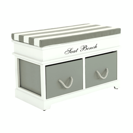 Bancă cu pernă, 2 sertare, alb/gri, SEAT BENCH 2 NEW - - Roveli