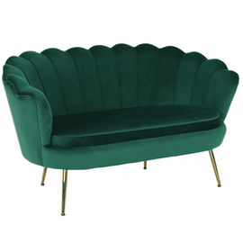 Bancă în stil Art-deco, catifea Velvet smarald/crom auriu, NOBLIN - - Roveli
