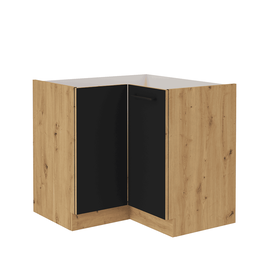Dulap colţ inferior, negru mat / stejar artizan, MONRO 90/90 DN 1F BB - - Roveli