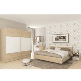Set complet dormitor (pat 160x200 cm), stejar, sonoma/alb GABRIELA NEW - - Roveli