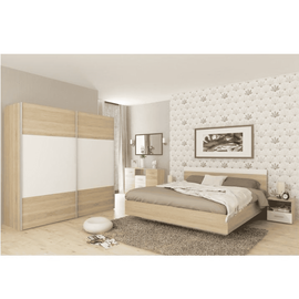 Set dormitor (pat 180x200 cm), stejar sonoma/ alb, GABRIELA NEW - - Roveli