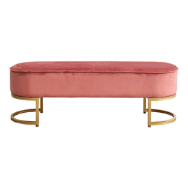 Bancă de design, ţesătură de catifea roz/crom auriu, MIRILA NEW - - Roveli