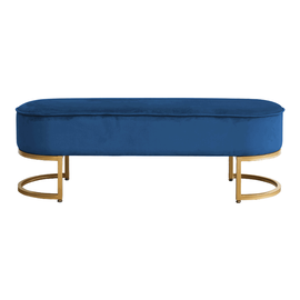 Bancă de design, ţesătură de catifea albastră/crom auriu, MIRILA NEW - - Roveli